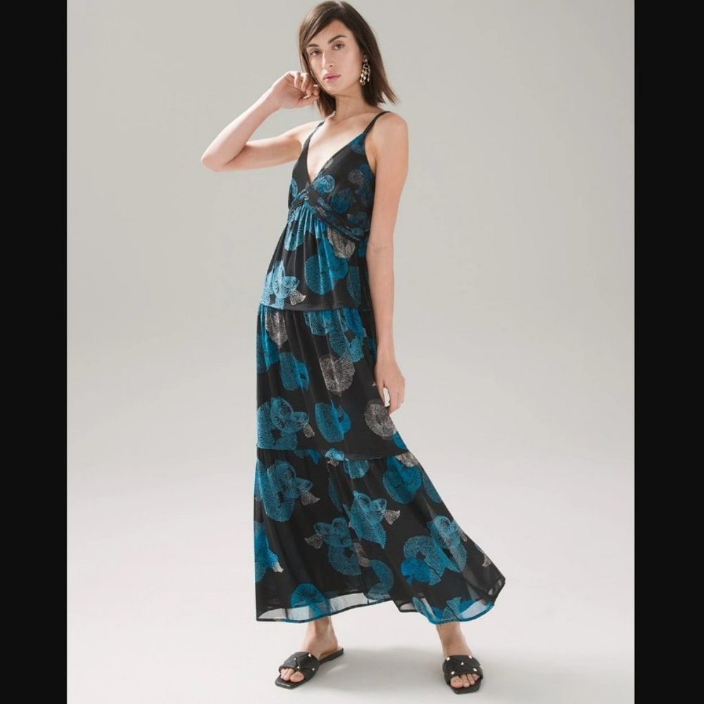 WHBM Tiered Mesh Maxi Dress